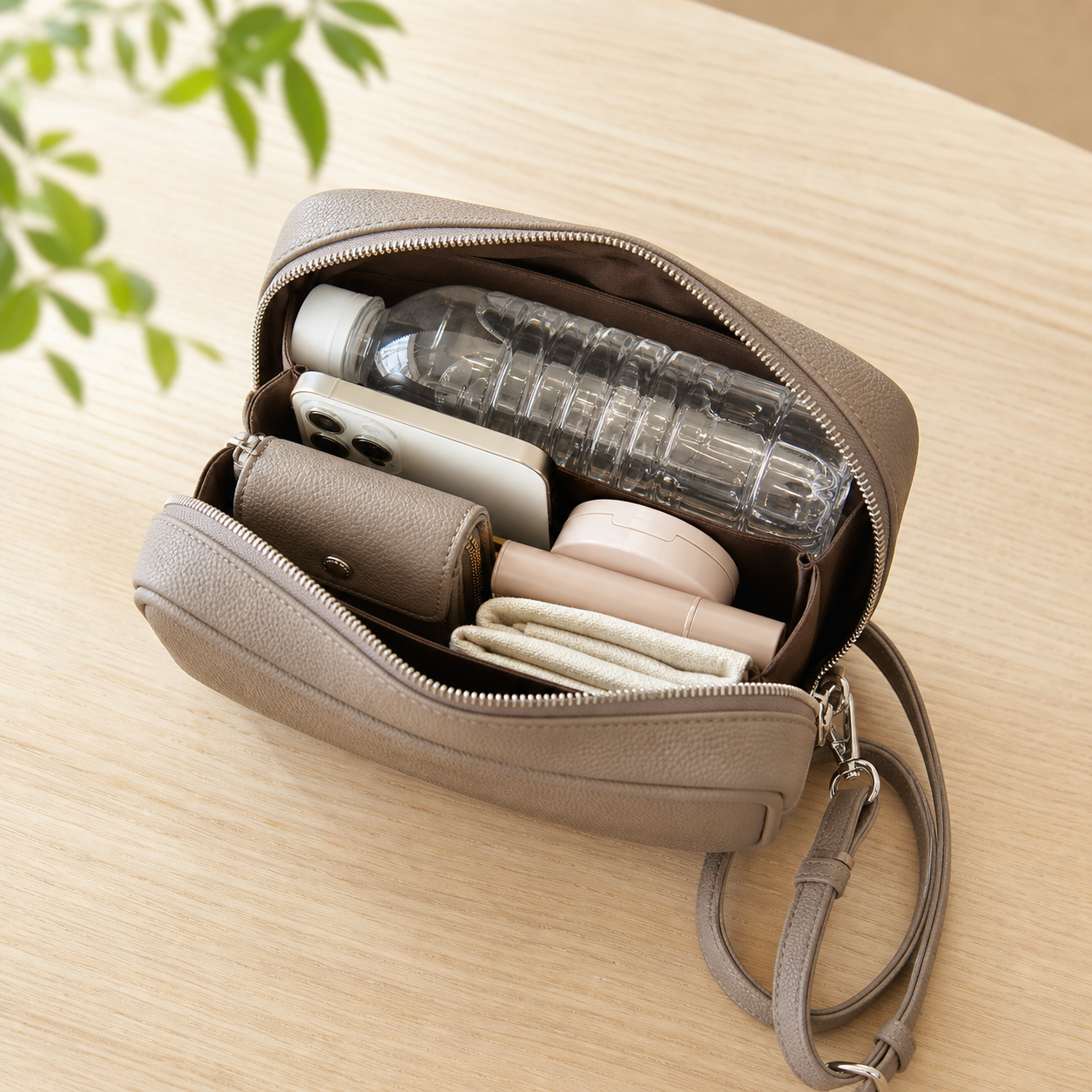 500mlボトルと日用品を収納したRin Wallet