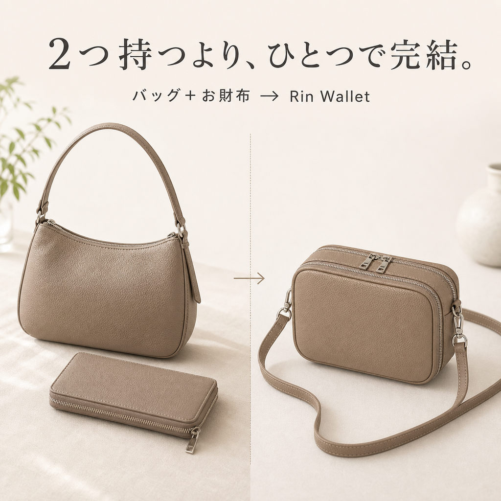バッグと財布をひとつにしたRin Wallet