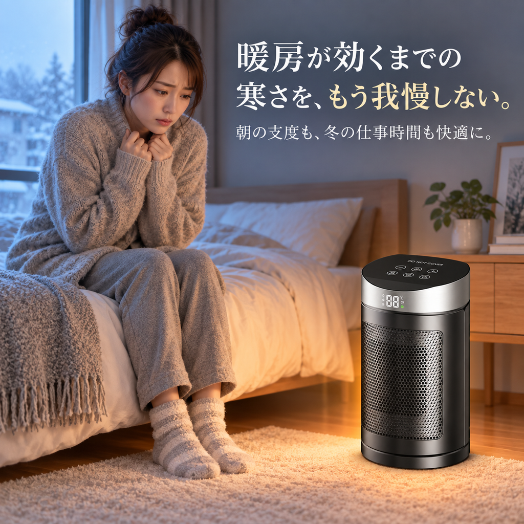 寒い朝の寝室で使うSeitno速暖ヒーター