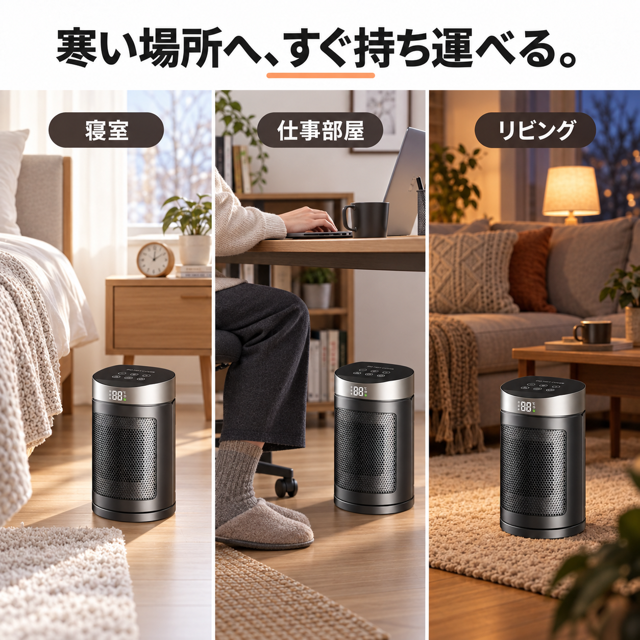 冬の在宅ワーク中に足元を暖めるSeitno速暖ヒーター